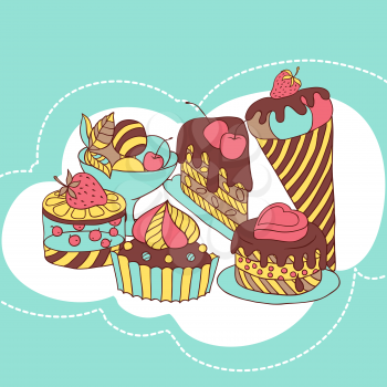 Vector frame with and sweet little cupcakes.