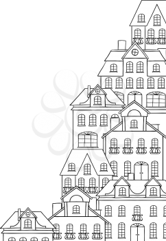City sketch, houses background for your design.