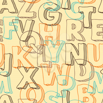 Colored seamless pattern with letters of alphabet.