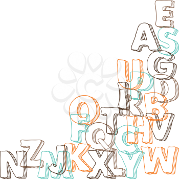 Colored vector bacground with letters of alphabet.