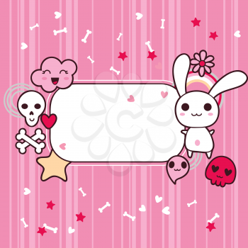 Funny background with doodle. Vector kawaii illustration