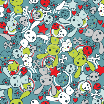 Seamless pattern with doodle. Vector kawaii illustration