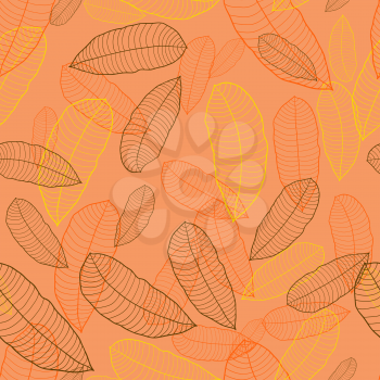 Pattern of autumn macro leaf. Vector seamless background.