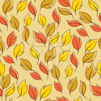 Pattern of autumn macro leaf. Vector seamless background.