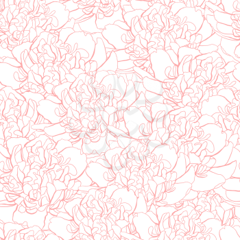 Vector pattern with peony and foliage. Hand drawn illustration