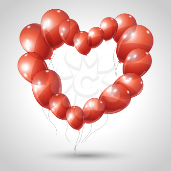 Vector heart made of balloons. Valentine background.