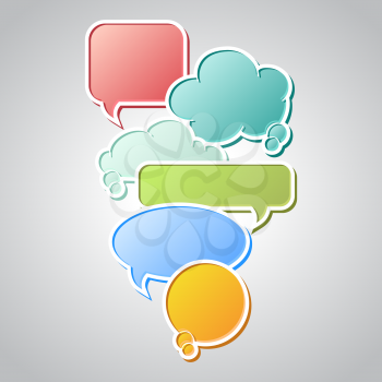 Collection of colorful speech bubbles and dialog balloons.