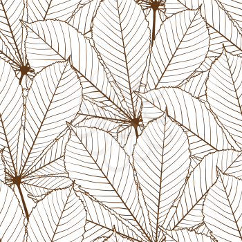 Seamless pattern with autumn leaves in a retro style