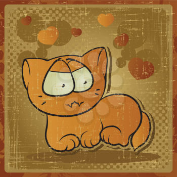EPS 8 vintage background with vector cat.