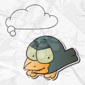 EPS 8 crumpled paper background with vector bird.