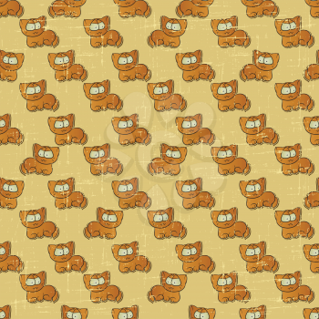 Vintage vector seamless pattern with cartoon cats.