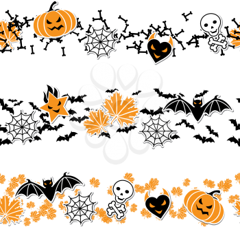 Vector border of Halloween-related objects and creatures.