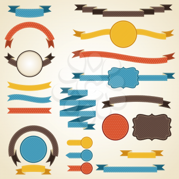 Set of retro ribbons and labels. Vector illustration