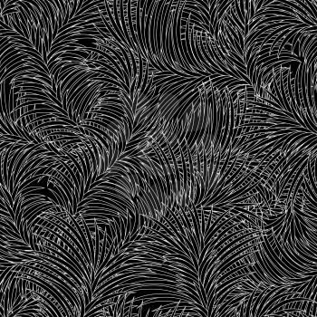 Vector seamless black and white abstract hand-drawn pattern