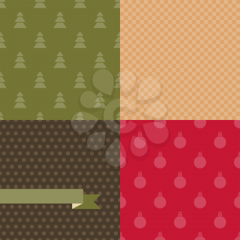 Set of 4 Vector Christmas and New Year seamless patterns.