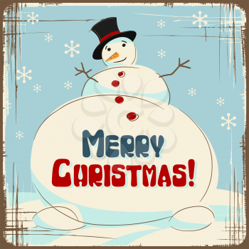 Vector Christmas background with a large snowman