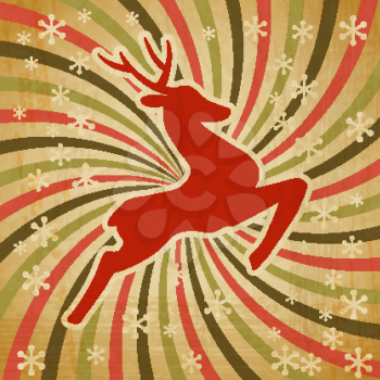 Vector Christmas background with jumping stylized deer. Picture was made in eps 10 with gradients and transparency.