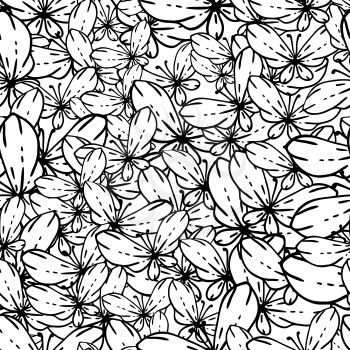 Seamless black and white vector pattern with butterflies.
