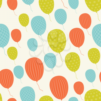Vector seamless in retro style pattern, flying balloons