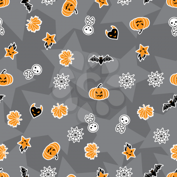 Vector background of Halloween-related objects and creatures
