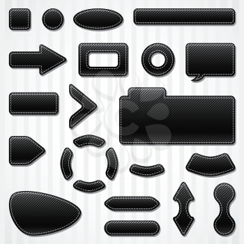Set of icons, buttons and menus for websites in black.