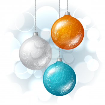 Christmas vector background with brilliant glossy balls.