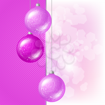 Merry Christmas vector background with glossy balls.