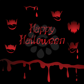 Halloween vector background with sharp teeth and blood.
