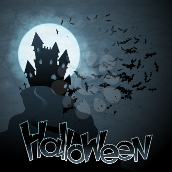 EPS 10 Halloween background with moon and bats.