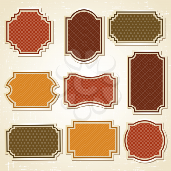 Textured labels and stickers set in retro style.