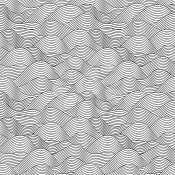 Seamless wave hand drawn pattern. Abstract vintage background.