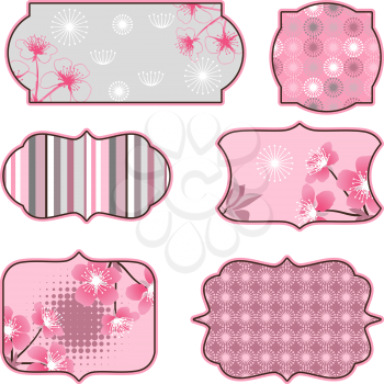 Cherry blossoms design elements, labels and stickers.