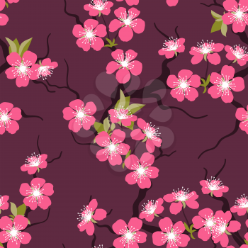 Cherry blossom seamless flowers pattern.