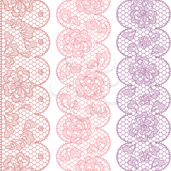 Lace fabric seamless borders with abstact flowers.