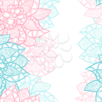 Floral border with abstract hand drawn flowers.