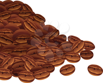 Vector background with scattered coffee beans.