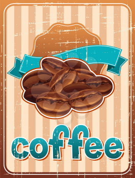 Poster with coffee beans in retro style.