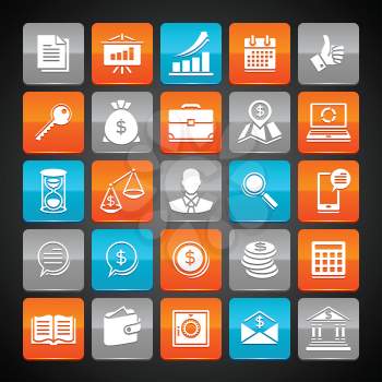 Set of glossy business and money web icons.