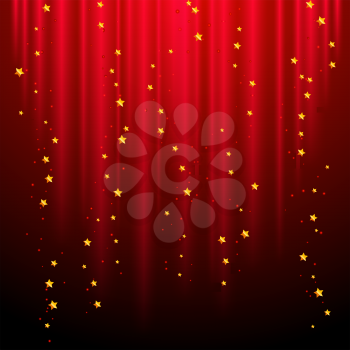 Abstract red background with shooting stars.