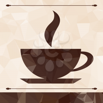 Abstract cup of coffee on a geometric background.