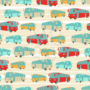 Retro seamless travel pattern of buses.