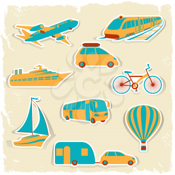 Set of tourist transport stickers.