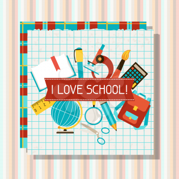 School and education background with sticky papers.
