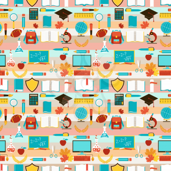 Seamless pattern with school icons.