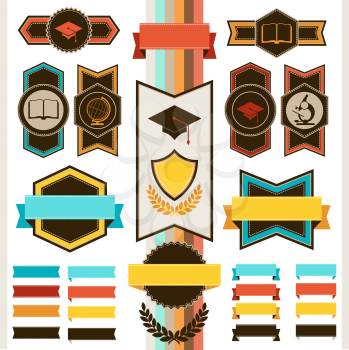 School education badges and ribbons.