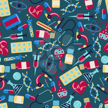 Medical and health care seamless pattern.