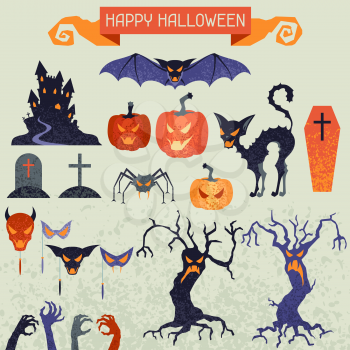 Happy Halloween elements and icons set for design.