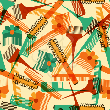 Hairdressing tools seamless pattern in retro style.