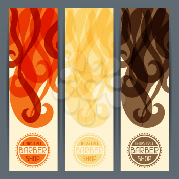Hairstyle abstract  vertical banners set.