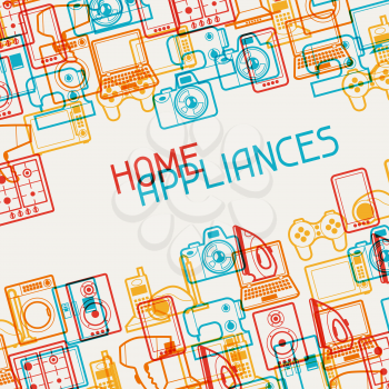 Home appliances and electronics background.